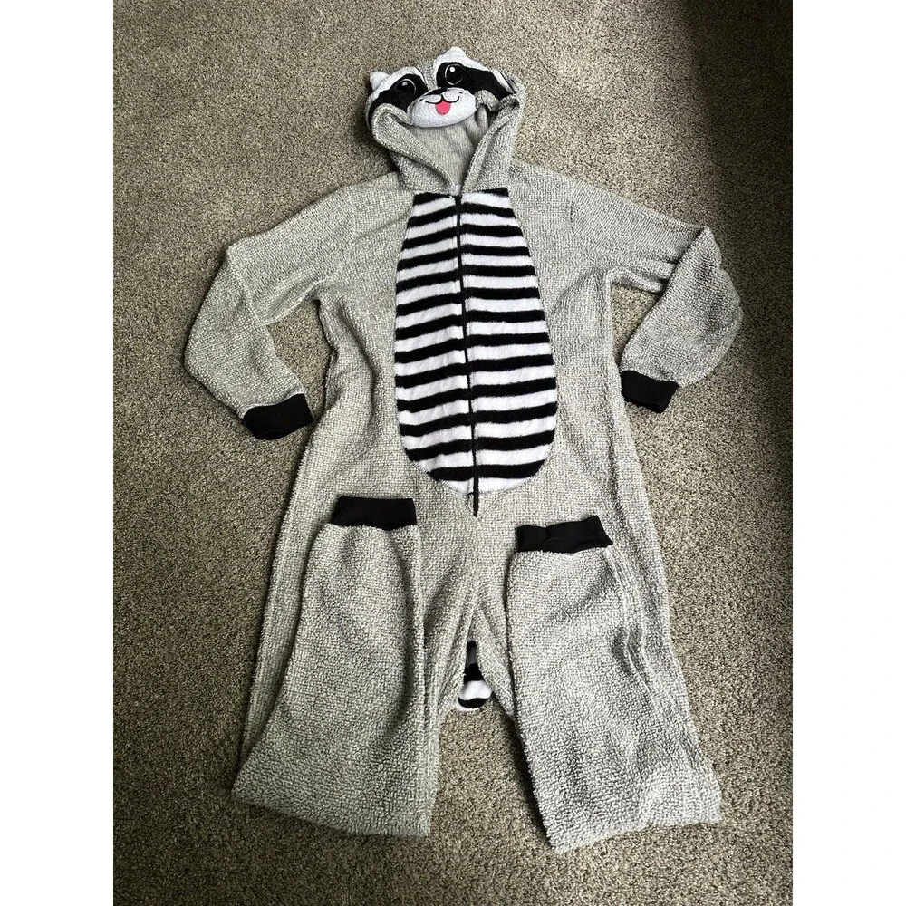 Secret Treasures Sleepwear Womens L Hooded Racoon Sleeper Pajamas